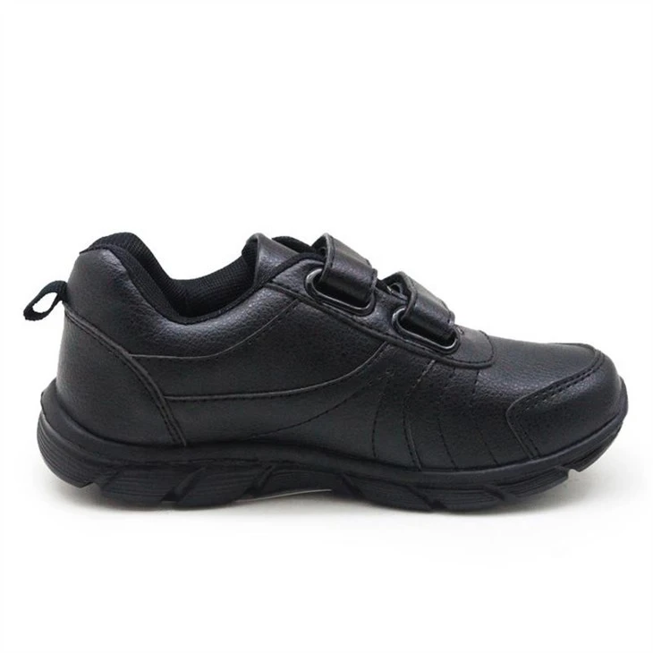 children classic black color velcro closure school shoes